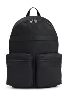 Stacked-logo backpack in twill, Black