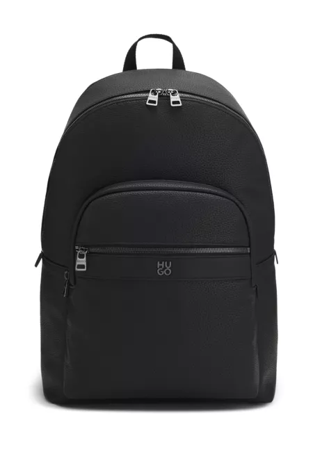 Grained backpack with stacked-logo trim