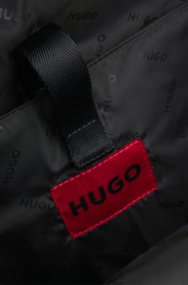 Grained backpack with stacked-logo trim, Black