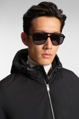 Chaqueta repelente al agua con relleno de plum&oacute;n, Negro