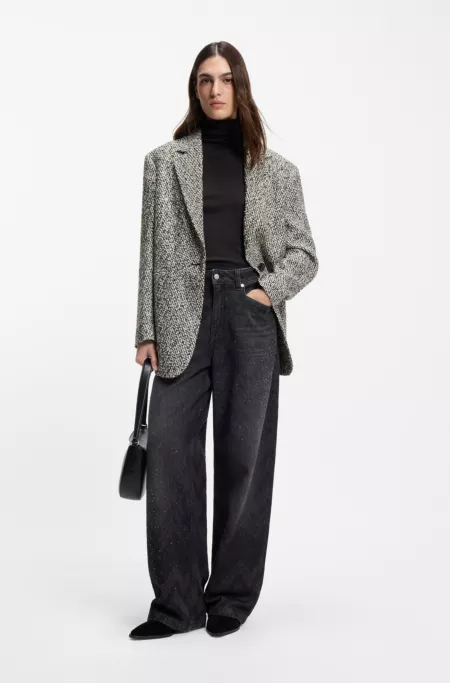 Oversized-fit blazer with structured pattern