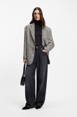 Oversized-fit blazer with structured pattern, Patterned