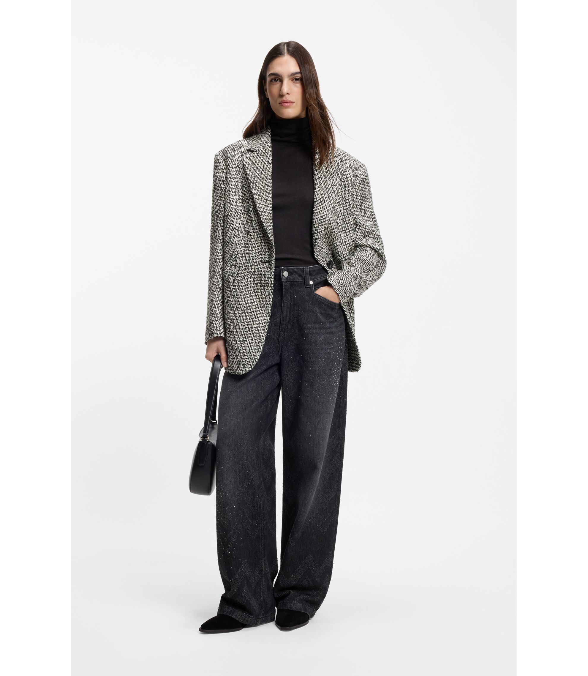 BOSS - Oversized-fit blazer with structured pattern - Patterned