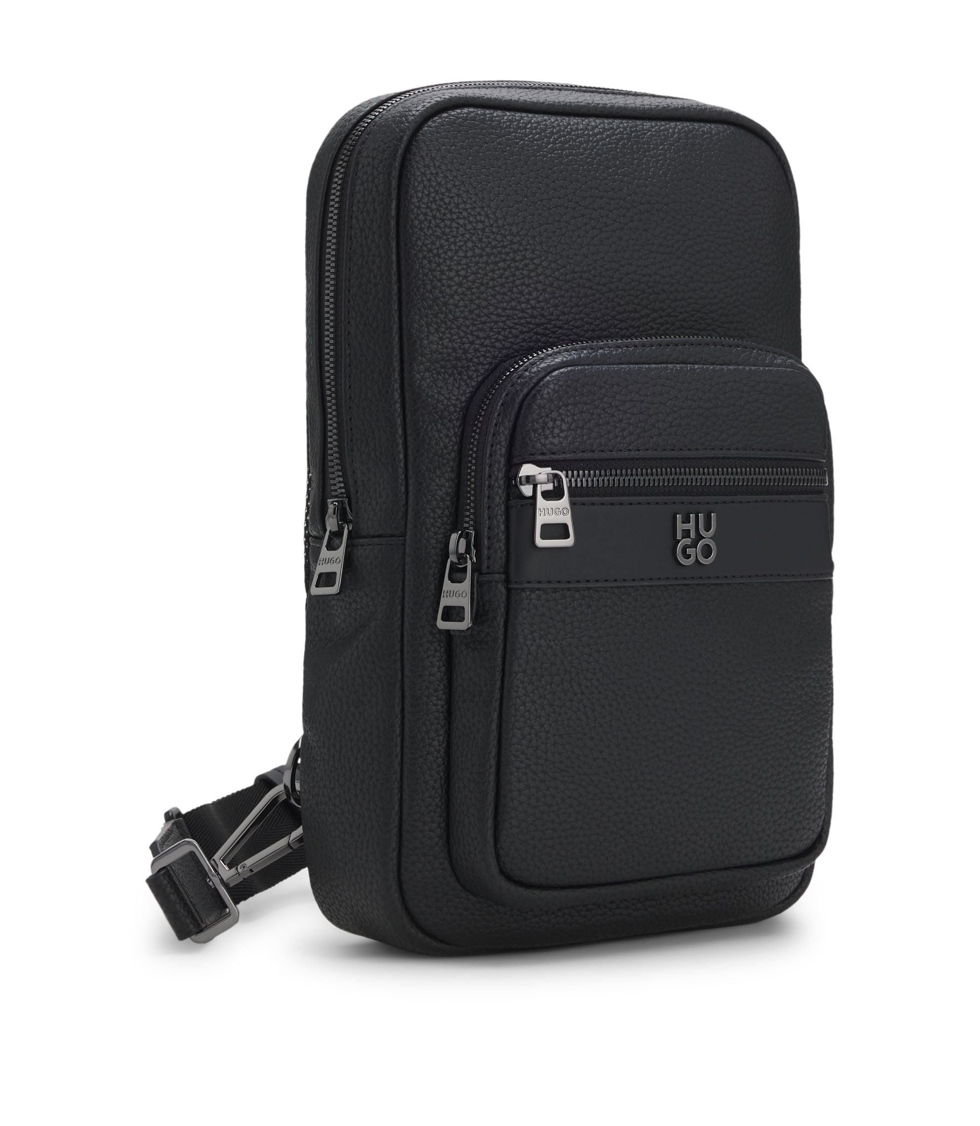 HUGO - Stacked-logo backpack with mono strap - Black