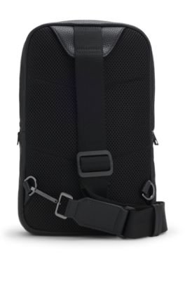 Stacked-logo backpack with mono strap, Black