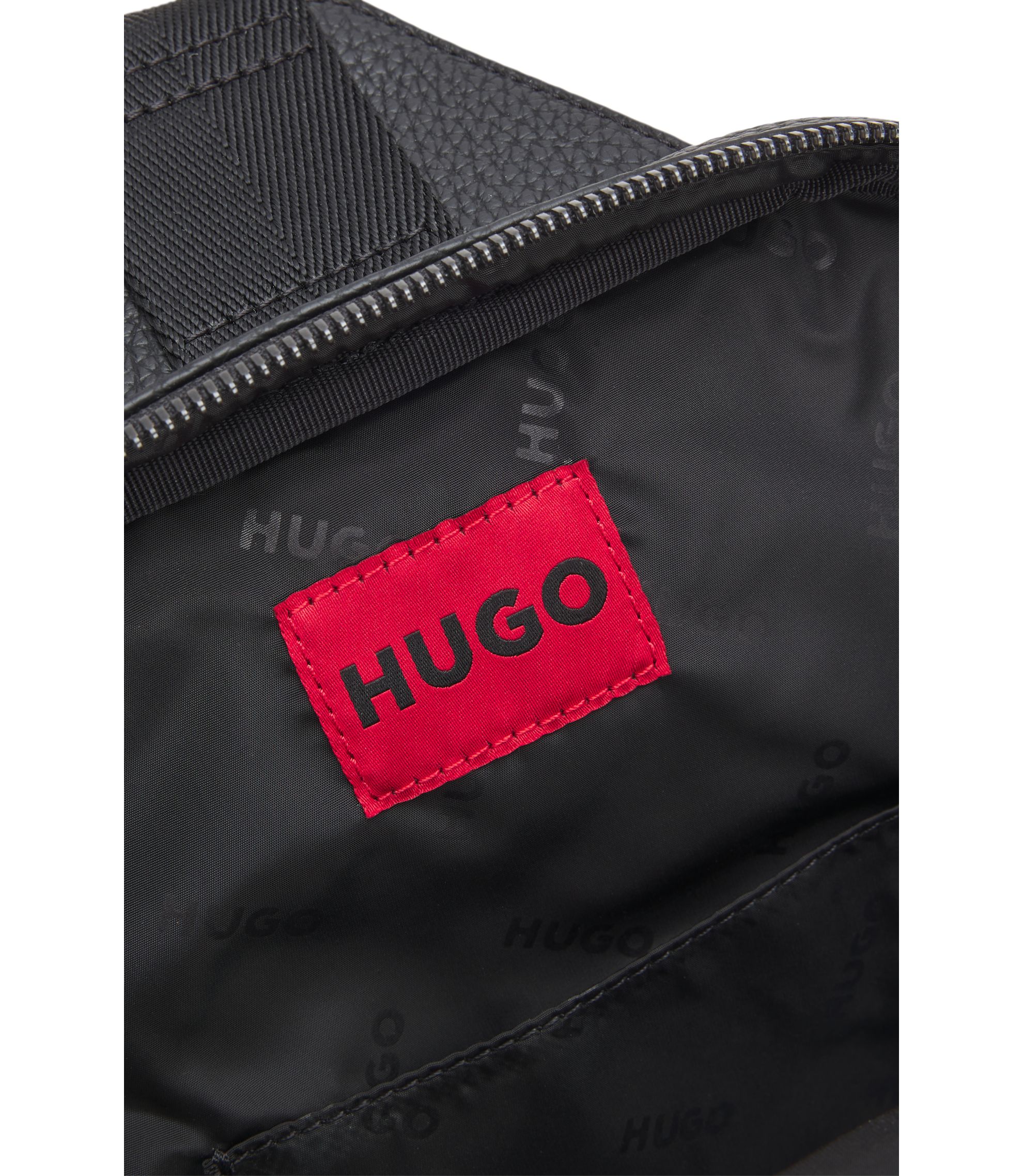 HUGO - Stacked-logo backpack with mono strap - Black
