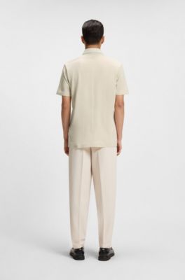 Performance polo shirt with Double B monogram, Light Beige