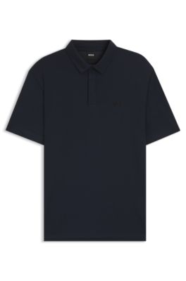 Performance polo shirt with Double B monogram, Dark Blue