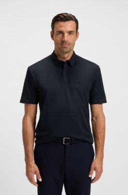 Performance polo shirt with Double B monogram, Dark Blue
