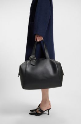 Bolso tote grande con tama&ntilde;o ajustable, Negro