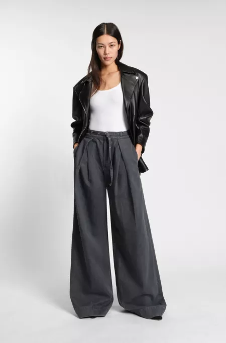 Long biker jacket in nappa leather