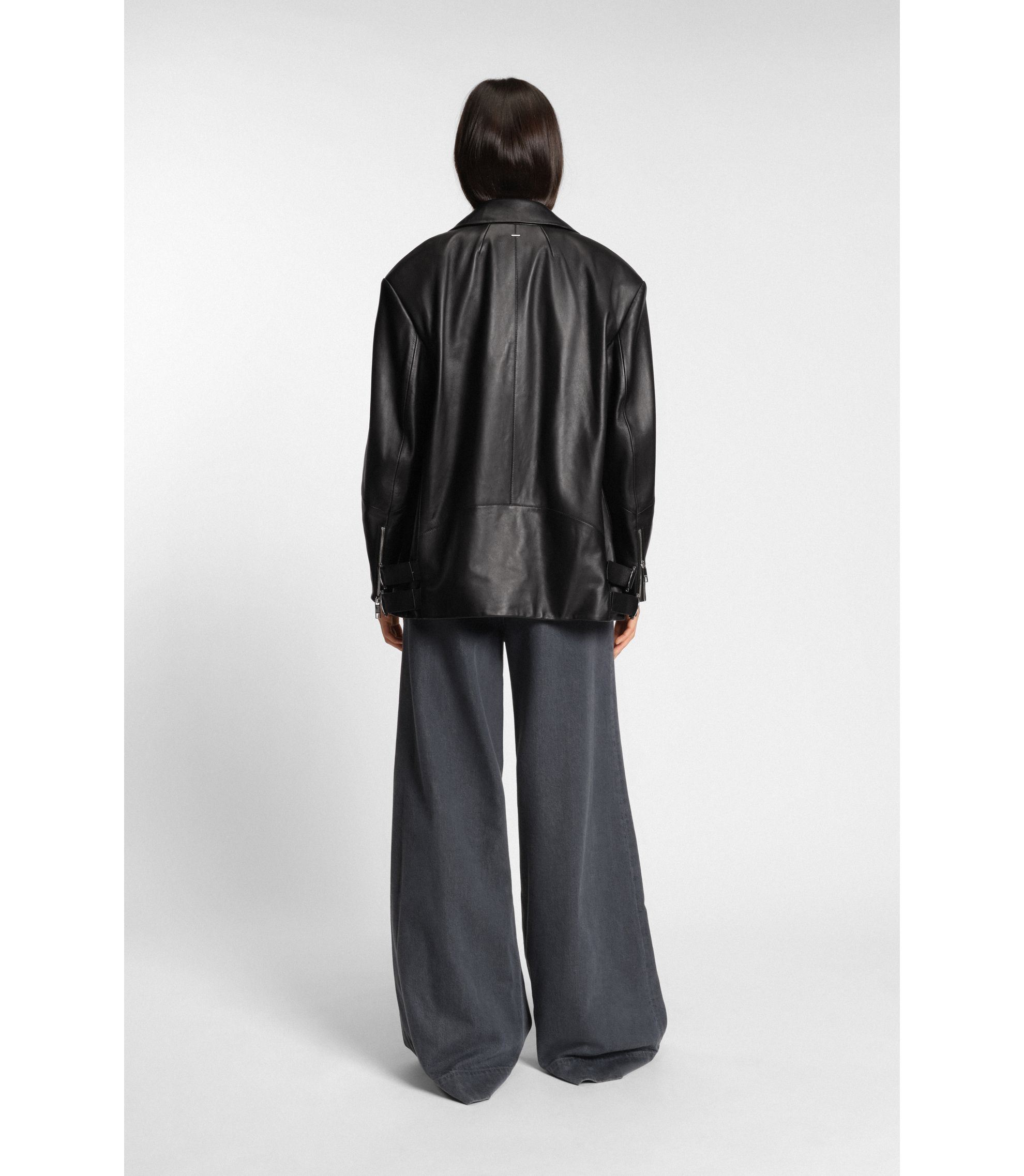 BOSS - Long biker jacket in nappa leather - Black