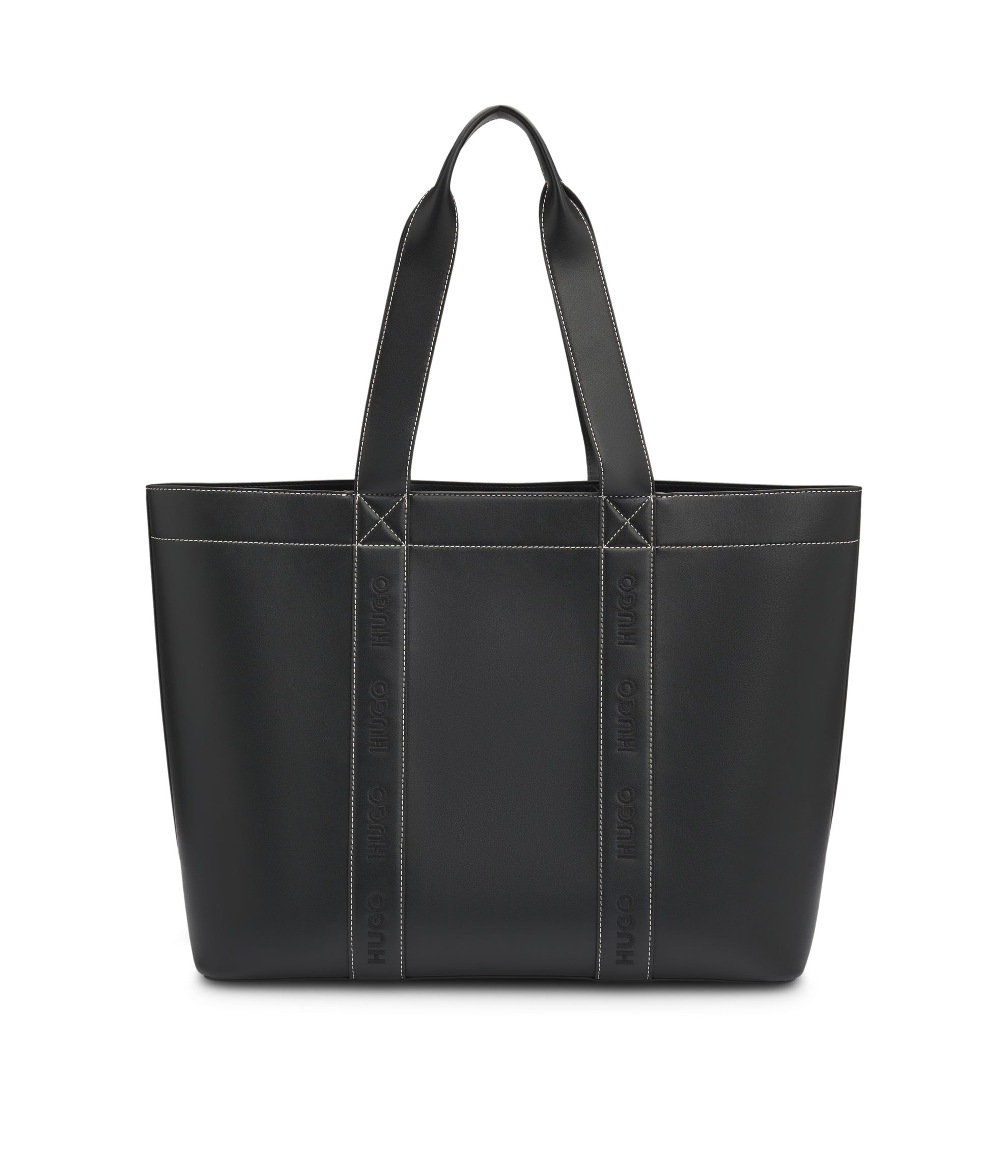 【極美品】HUGO BOSS ビジネスバッグ 2WAY トート ショルダー 黒 HUGO - Embroidered-logo tote bag in faux leather - Black