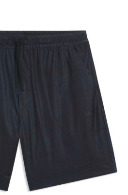 Short sportif &agrave; imprim&eacute; int&eacute;gral, Bleu fonc&eacute;