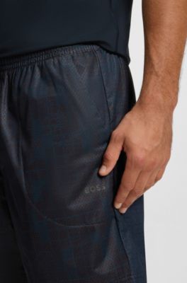 Shorts de estilo activo con estampado integral, Azul oscuro