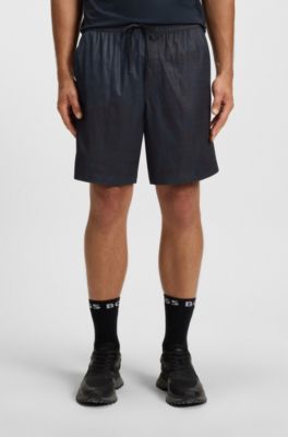 Short sportif &agrave; imprim&eacute; int&eacute;gral, Bleu fonc&eacute;