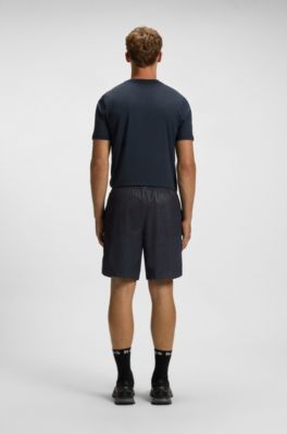 Short sportif &agrave; imprim&eacute; int&eacute;gral, Bleu fonc&eacute;