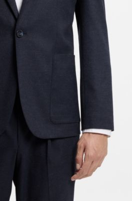Melange extra-slim-fit jacket in stretch flannel, Dark Blue