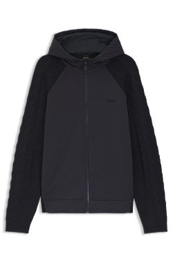 Zip-up hoodie with tonal textured jacquard