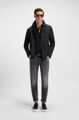 Low-top trainers in grained faux leather, Black