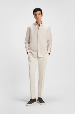 Low-top trainers in grained faux leather, Dark Brown