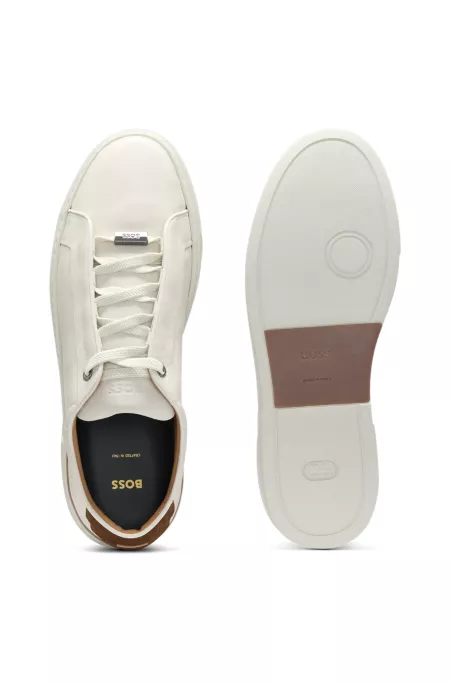 Suede-backtab trainers in leather