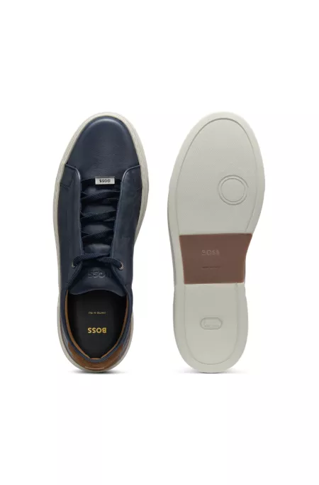 Suede-backtab trainers in leather