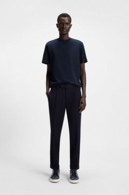 Suede-backtab trainers in leather, Dark Blue