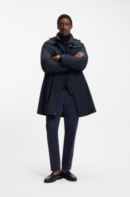 Padded-inner jacket with water-repellent finish, Dark Blue