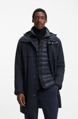 Padded-inner jacket with water-repellent finish, Dark Blue