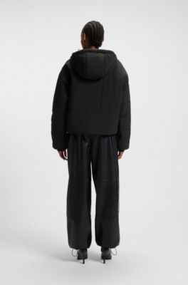 Chaqueta acolchada relaxed fit repelente al agua con forma de burbuja, Negro