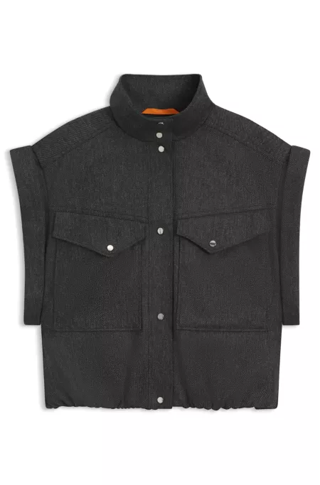 Sleeveless blazer in melange stretch flannel