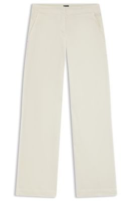 Pantalon Straight en velours de coton stretch, Blanc