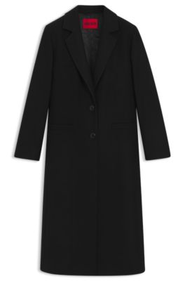 Wool-blend coat in a relaxed fit, Black