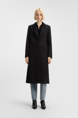 Abrigo relaxed fit en mezcla de lana, Negro
