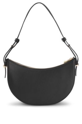 Leather shoulder bag with Double B monogram, Black