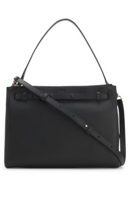 BOSS - Leather tote bag with Double B monogram - Black