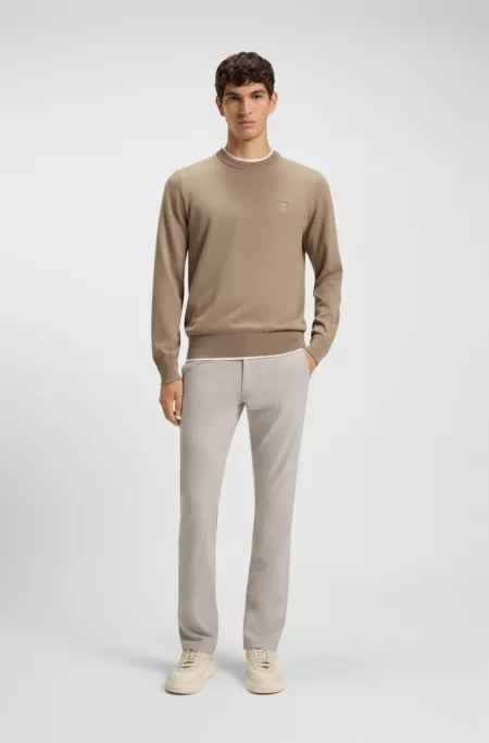 Patterned slim-fit trousers in stretch fabric