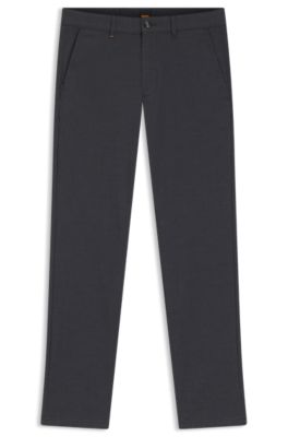 Patterned slim-fit trousers in stretch fabric, Dark Blue