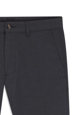 Patterned slim-fit trousers in stretch fabric, Dark Blue