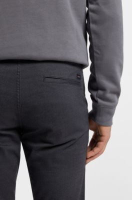 Patterned slim-fit trousers in stretch fabric, Dark Blue