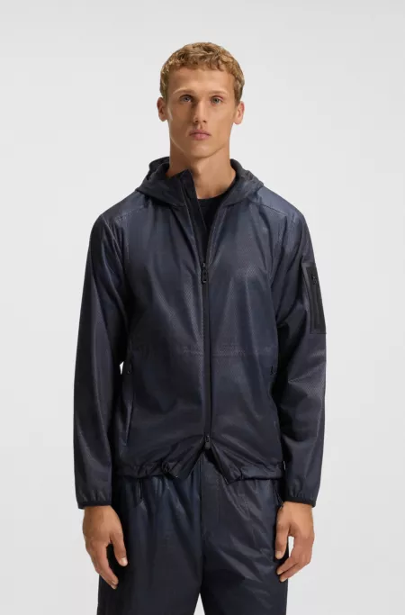 Hooded parka jacket with all-over print