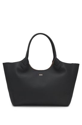 Cabas en cuir grainé avec logo