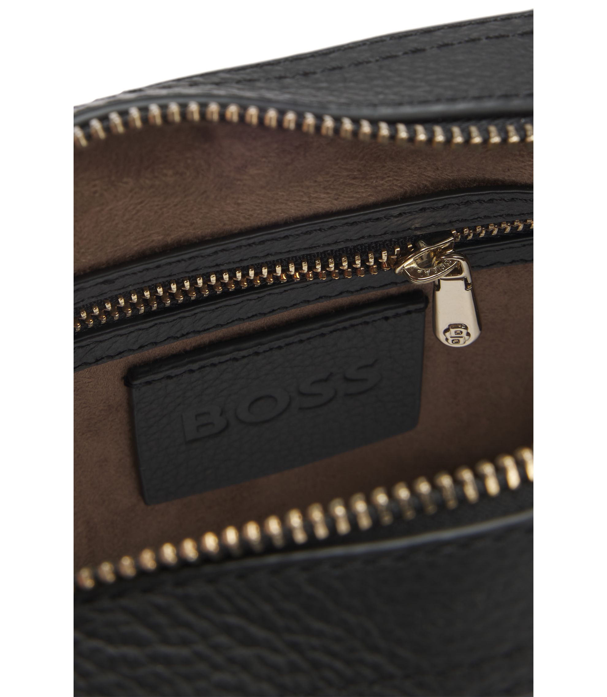 BOSS - Crossbody bag in grained leather with logo lettering