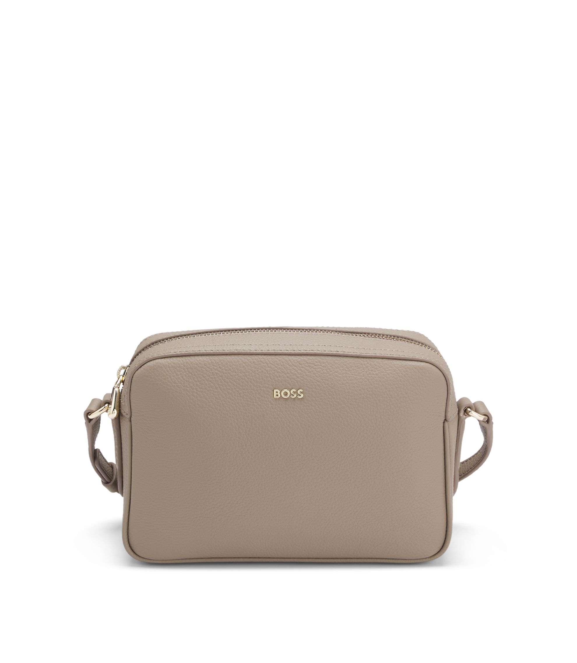 BOSS Crossbody bag in grained leather Light Brown