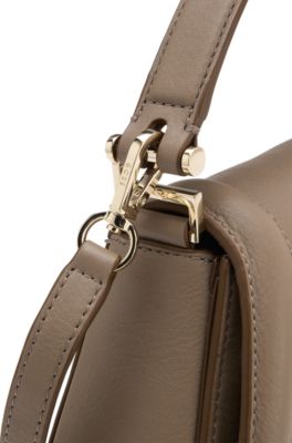 Bolso bandolera Ariell de piel granulada, Marr&oacute;n claro