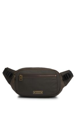 Belt bag with antique-effect logo plaque, Light Green