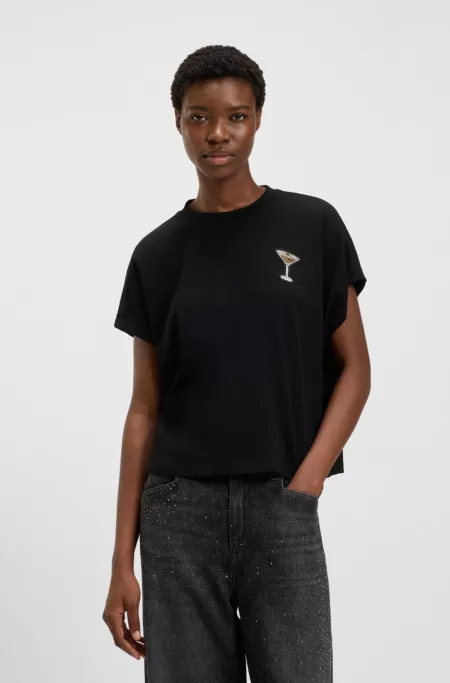 Crystal-artwork T-shirt in cotton jersey