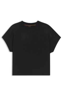 Crystal-artwork T-shirt in cotton jersey, Black