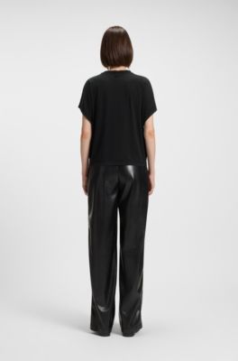 Camiseta de algod&oacute;n oversize fit con dise&ntilde;o de cristales, Negro